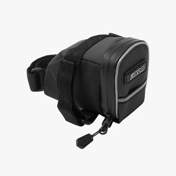 Scicon medium cycling saddle bag mounted on a road bike, designed for storing essentials during rides.